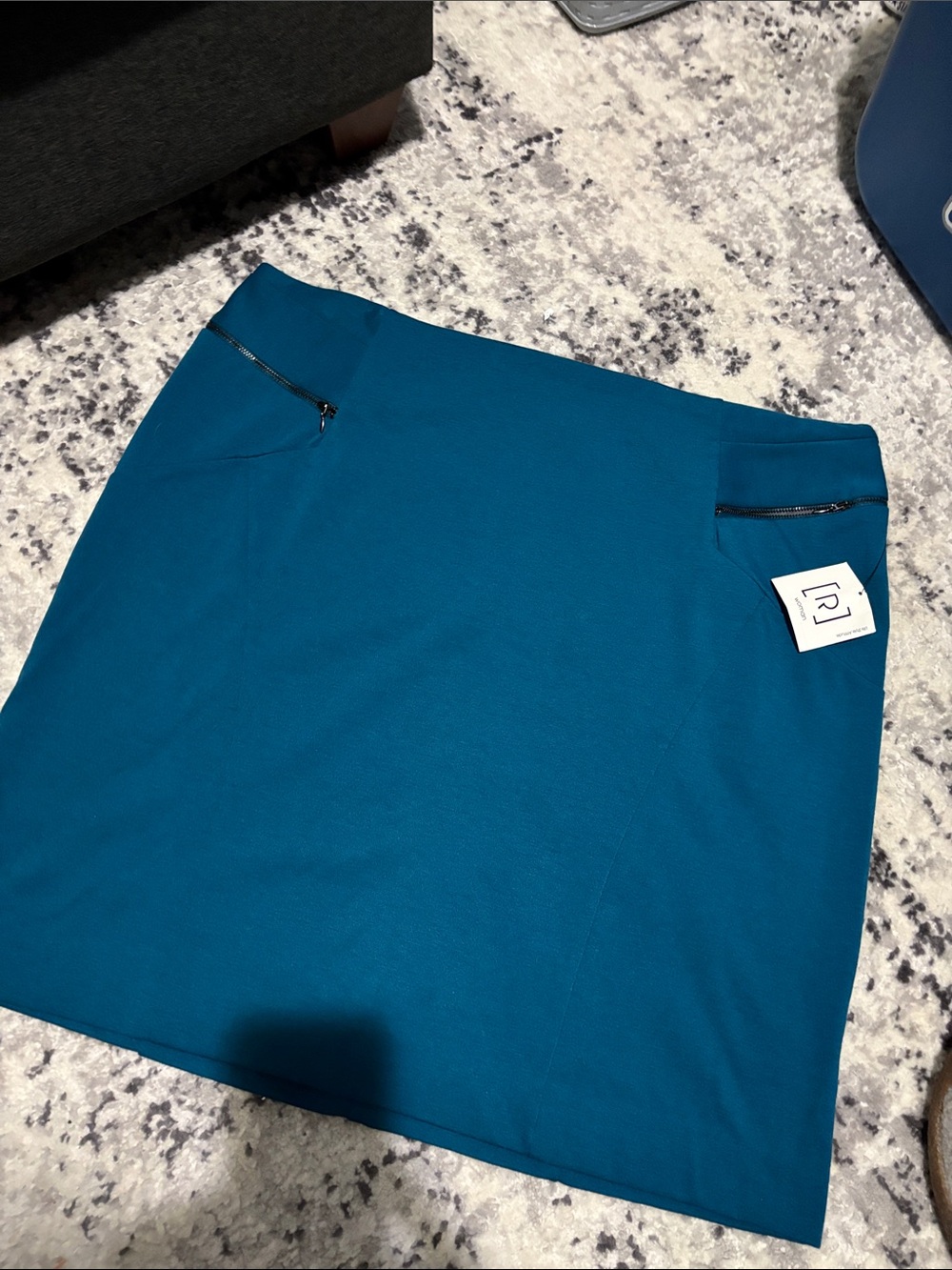 Relativity Teal Midi Skirt with Zip Pockets